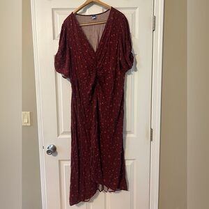 Red Floral Midi Dress